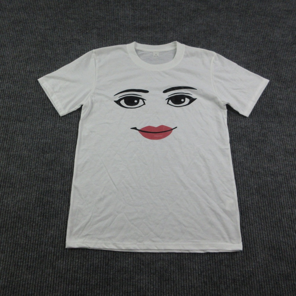Smiling Face Shirt Mens S White Crew Neck Cotton Jersey Short Sleeve Graphic Tee